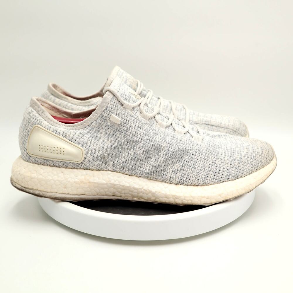 Adidas Pureboost Mens Size 13 White Grey Sneakers BA8893 Pure Knit Shoes Lace Up
